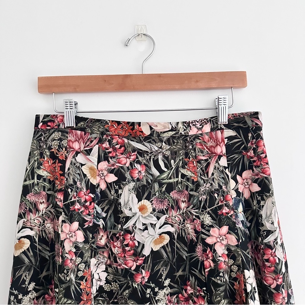 Antonio Melani Cotton Sateen A-Line Brenda Black Floral Print Skirt - Picture 3 of 8